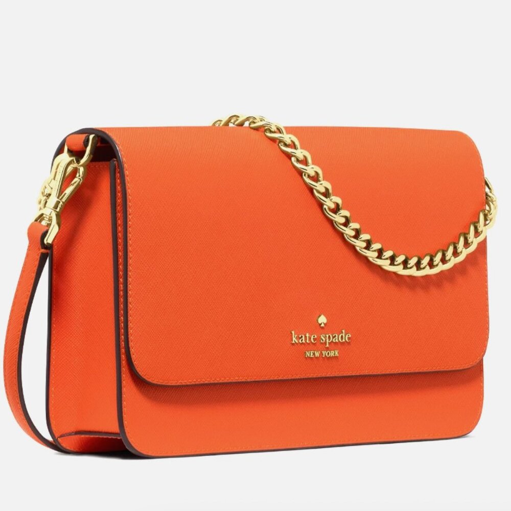 New Kate Spade Madison Medium Flap Convertible Crossbody Fiery Orange